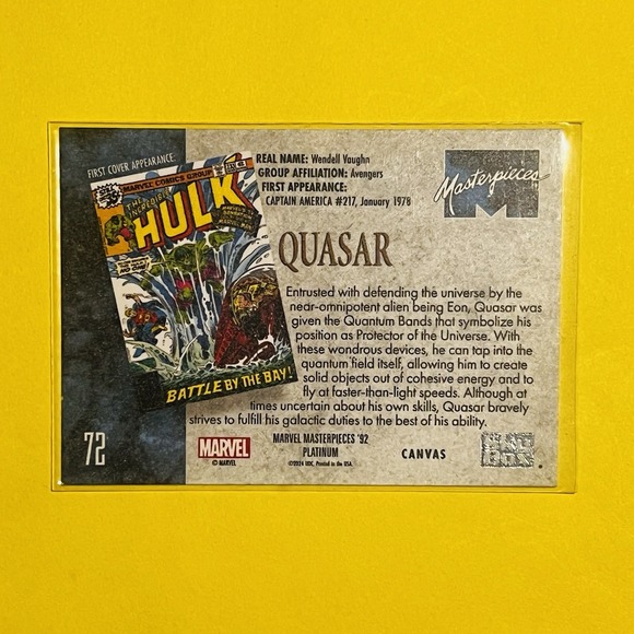 2024 Upper Deck Marvel Masterpieces '92 Platinum Quasar Canvas #72 Card - Picture 2 of 2